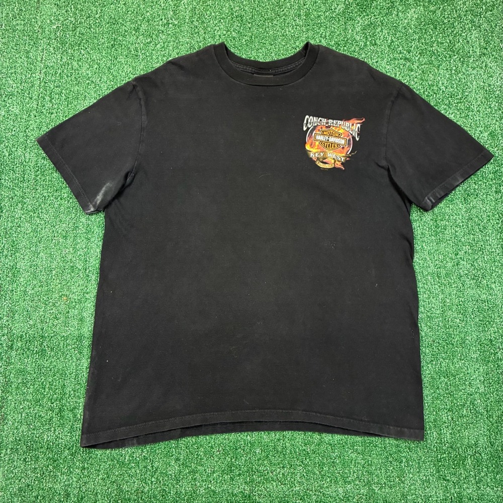 Y2K Harley Davidson Key West Florida Flame Graphic T-shirt